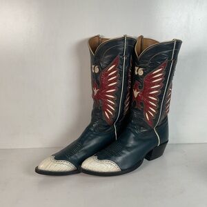 Vintage Tony Lama Bicentennial Thunderbird Cowboy Boots 10 D Gold Label 1776